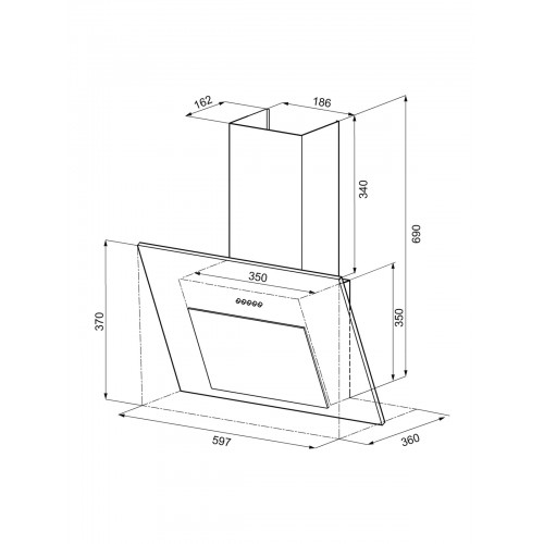 Каминная вытяжка Krona FIONA E 600 black PB (черный) 5