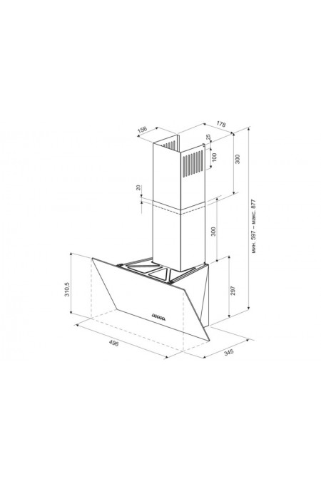 Каминная вытяжка Krona Helga 500 PB (черный) 1