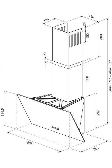 Каминная вытяжка Krona Helga 600 black PB (черный) 5