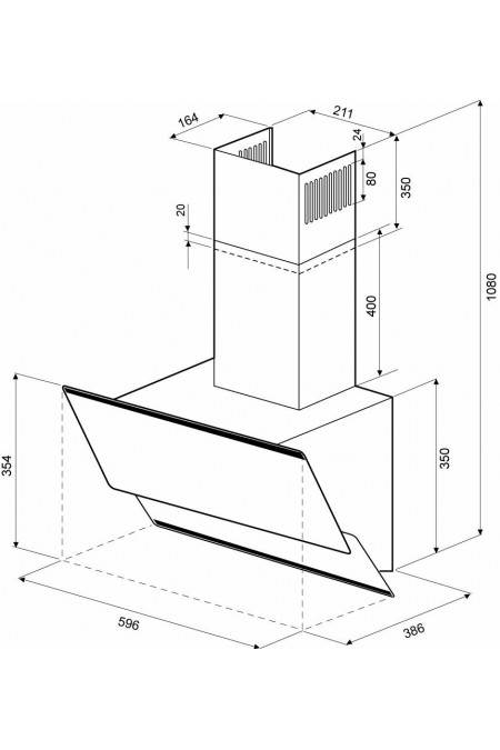 Каминная вытяжка Krona Irida sensor 600 (белый) 1