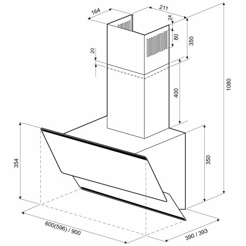 Каминная вытяжка Krona Irida sensor 600 (черный) 6
