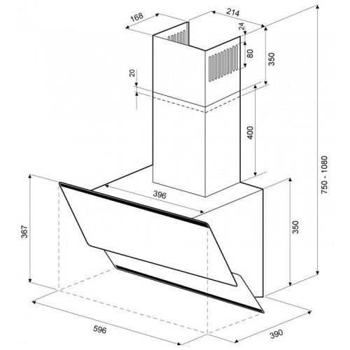 Каминная вытяжка Krona IRMA 600 black sensor (черный) 5