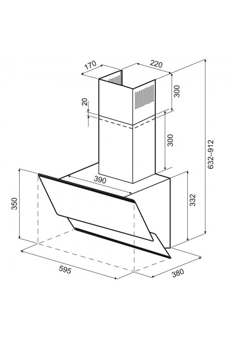Каминная вытяжка Krona IRMA A 600 black PB (черный) 1
