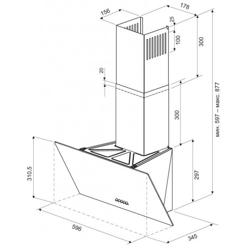 Каминная вытяжка Krona JINA 600 PB (черный) 9
