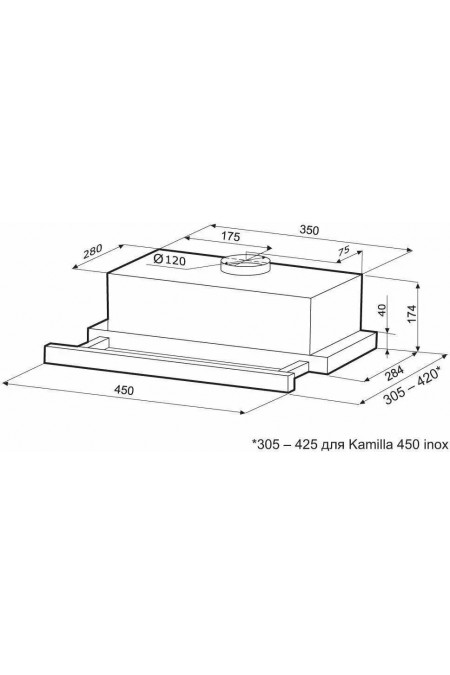 Каминная вытяжка Krona Kamilla 1M 450 (черный) 1
