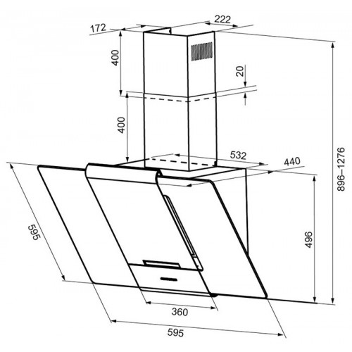 Каминная вытяжка Krona TALLI 600 3P (нержавеющая сталь/черный) 8