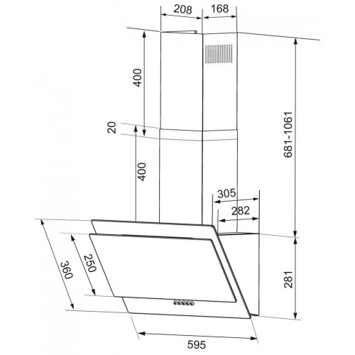 Каминная вытяжка Krona Venera 600 PB (черный) 1