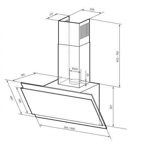 Каминная вытяжка LEX FURIA 600 WHITE (белый) 3