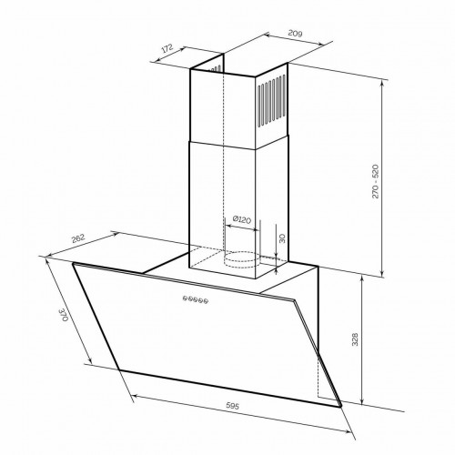 Каминная вытяжка LEX Moza 600 Black (черный) 5
