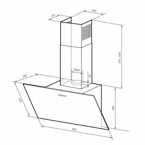 Каминная вытяжка Lex MOZA 600 R1 (черный) 