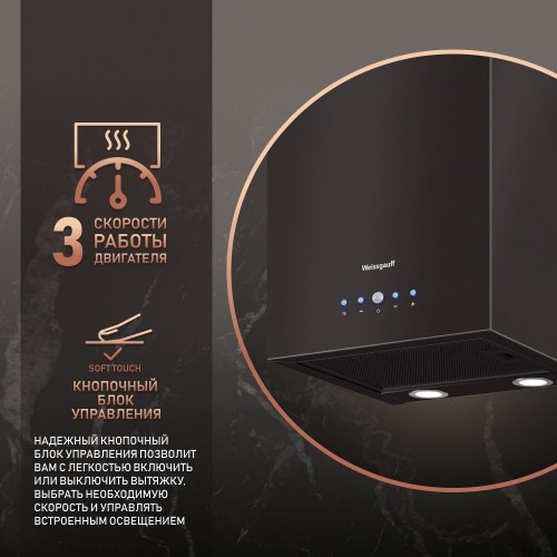 Каминная вытяжка Weissgauff IRIDA BL (черный) 1