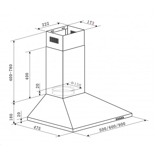 Каминная вытяжка Weissgauff Zosma 50 PB WH (белый) 5