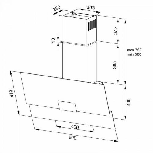 Наклонная вытяжка Korting KHC 96373 BXGN (черный) 3