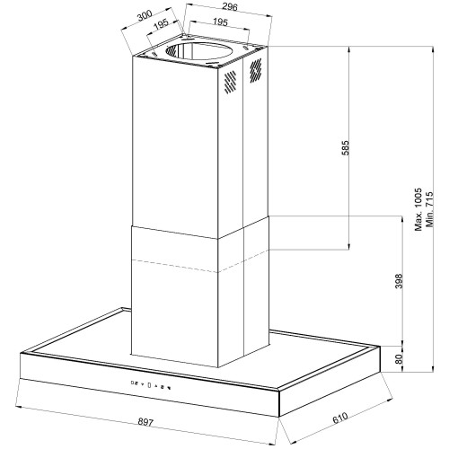 Островная вытяжка Kuppersberg DUDL 8 GW (нержавеющая сталь/панель белое стекло) 7