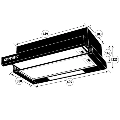 Встраиваемая вытяжка CENTEK CT-1840 50 BL (черный) 6