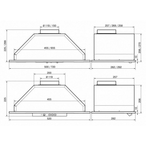Встраиваемая вытяжка ELIKOR Врезной блок 400 пп 52 (52П-400-П3Д) (черный) 7