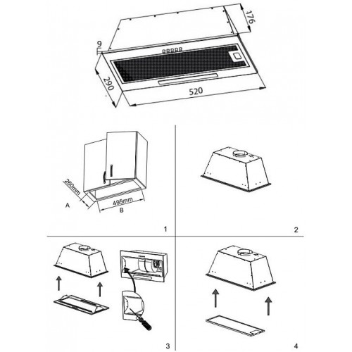 Встраиваемая вытяжка Evelux Integral 60 B (черный) 1