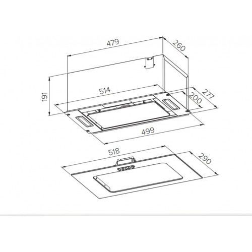 Встраиваемая вытяжка HOMSAIR Crocus Push 52 (черное стекло) 1