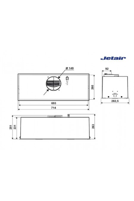 Встраиваемая вытяжка JetAir PLANE GR/F/72 (серый) 5
