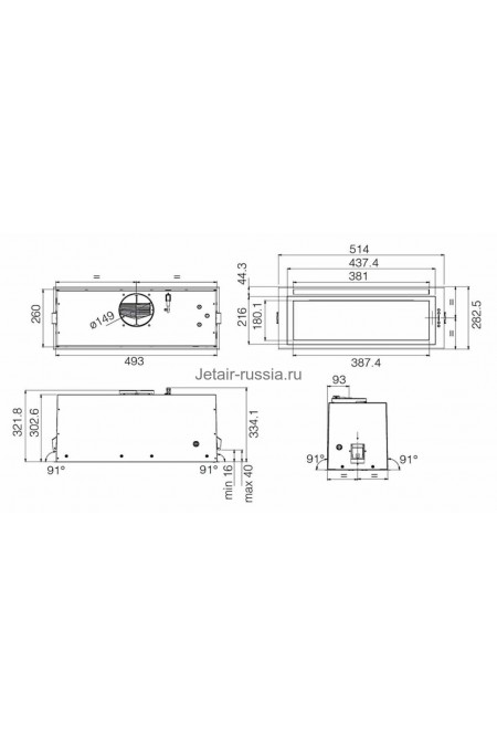Встраиваемая вытяжка Jetair PLANE LUX BL/A/52 (черный матовый) 1