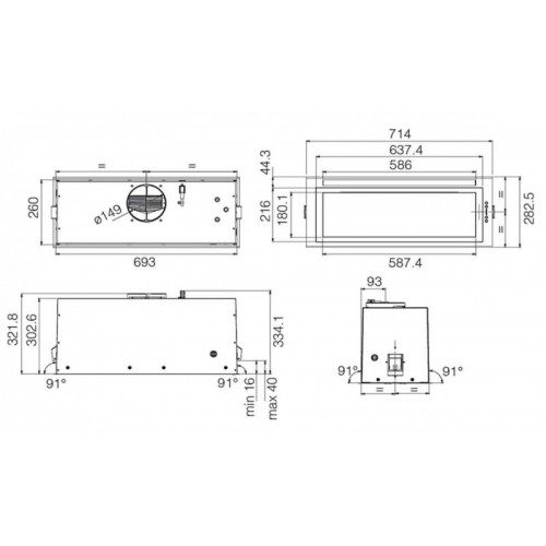 Встраиваемая вытяжка Jetair PLANE LUX BL/A/72 (черный) 1