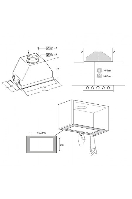 Встраиваемая вытяжка Korting KHI 60945 DGN (черный) 2