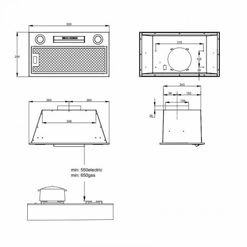 Встраиваемая вытяжка Korting KHI 6755 N (черный) 1