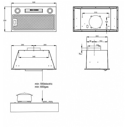 Встраиваемая вытяжка Korting KHI 6755 N (черный) 2