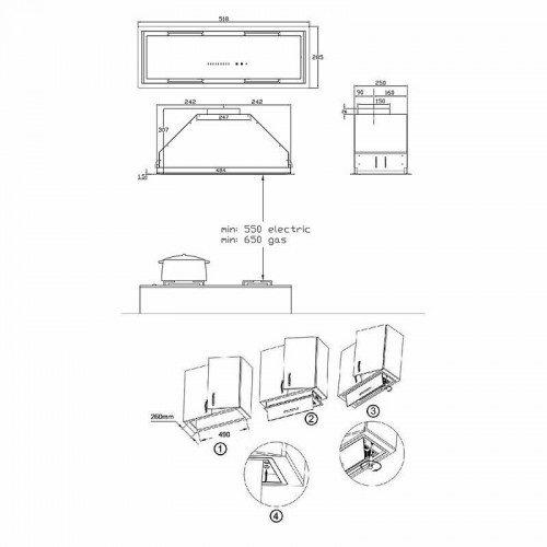 Встраиваемая вытяжка Korting KHI 6997 GN (черный/стекло черное) 4
