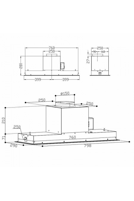 Встраиваемая вытяжка Korting KHI 9099 ICGN (черный) 1