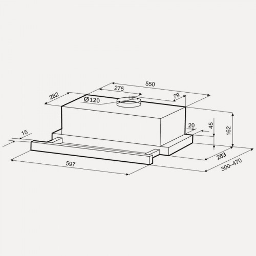 Встраиваемая вытяжка KRONA KAMILLA T 600 (2М) (нержавеющая сталь) 1