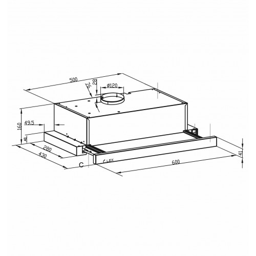 Встраиваемая вытяжка LEX HIDE 600 INOX (нержавеющая сталь) 4