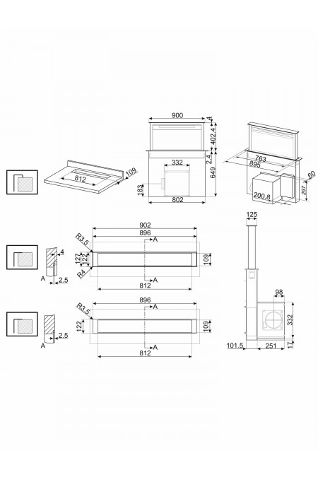 Встраиваемая вытяжка SMEG KDD90CNE2 (черный) 1