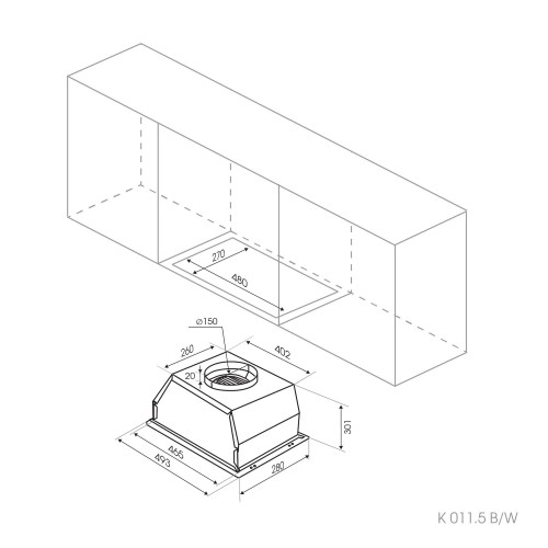 Встраиваемая вытяжка Zigmund Shtain K 011.5 B (черный) 7