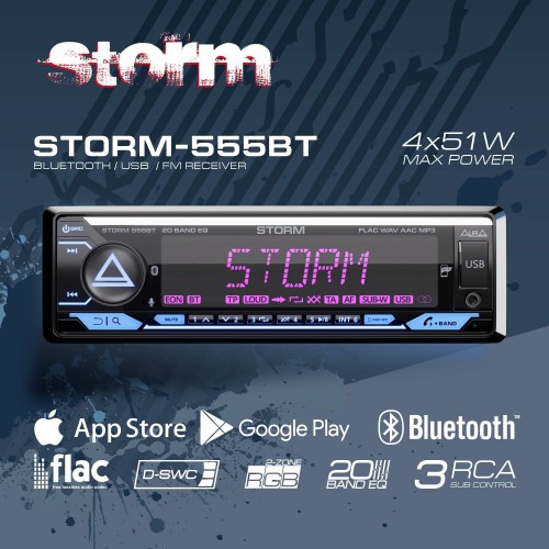 Автомагнитола AURA STORM-555BT (черный) 4