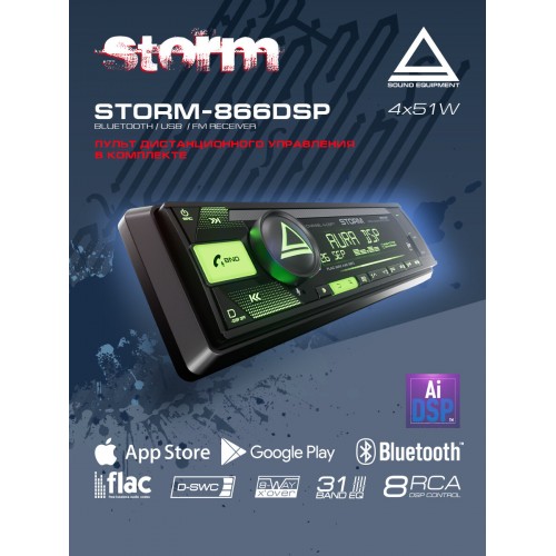 Автомагнитола AURA STORM-866DSP (черный) 