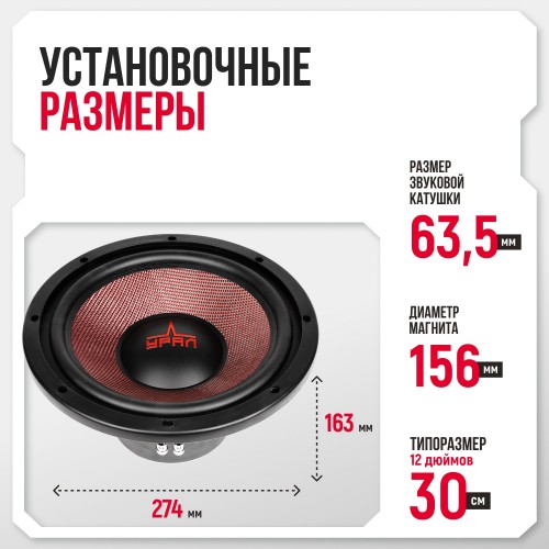 Сабвуфер автомобильный УРАЛ АК-12 М (черный) 2