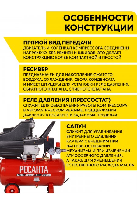 Компрессор Ресанта КП-24/230М (74/7/1) 5