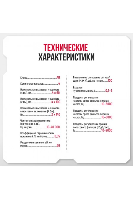 Автомобильный усилитель УРАЛ МОЛОТ МТ 4.60 (черный) 2