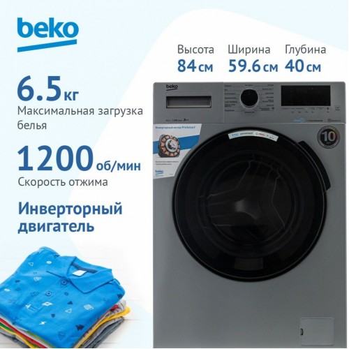 Стиральная машина Beko WSPE6H616S (серебристый) 7