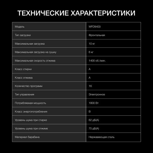 Стиральная машина Hyundai WFD9403 (темно-серый) 7