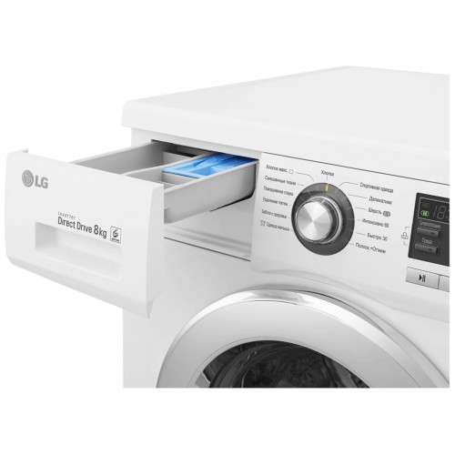 Стиральная машина LG F 1096 TD3 (белый/серебристый люк) 7