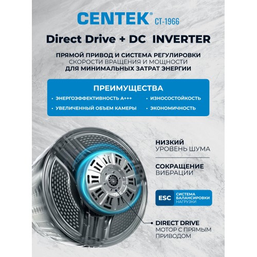 Стиральная машина с сушкой Centek CT-1966 (белый) 1