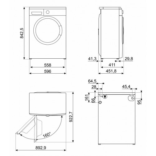 Стиральная машина Smeg WM3T60CRU (белый/черный люк) 1