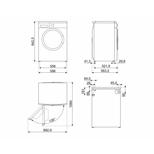 Стиральная машина SMEG WM3T84RU4 (белый/черный люк) 5