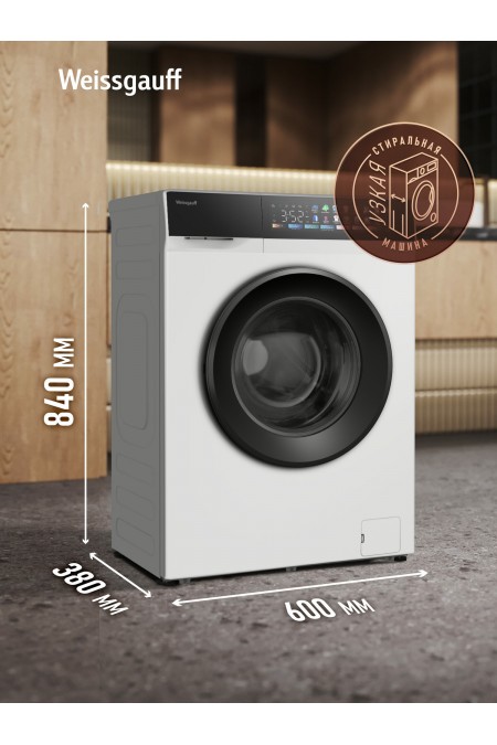 Стиральная машина Weissgauff WM 39107 Full Touch Inverter Steam (белый/черный люк) 1