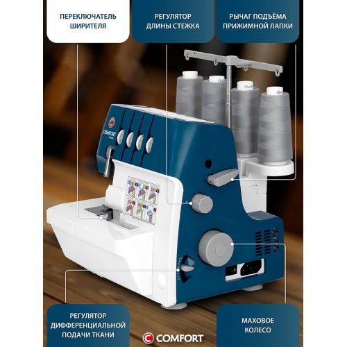 Оверлок Comfort 4500D/5010D (белый/синий) 4