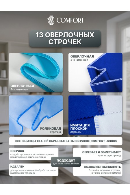 Оверлок Comfort LS300S (белый/серый) 3