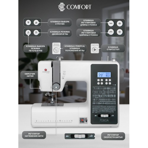Швейная машина Comfort 7080A (белый/серый) 9