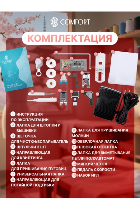 Швейная машина Comfort Sakura 800 (белый/розовый) 1